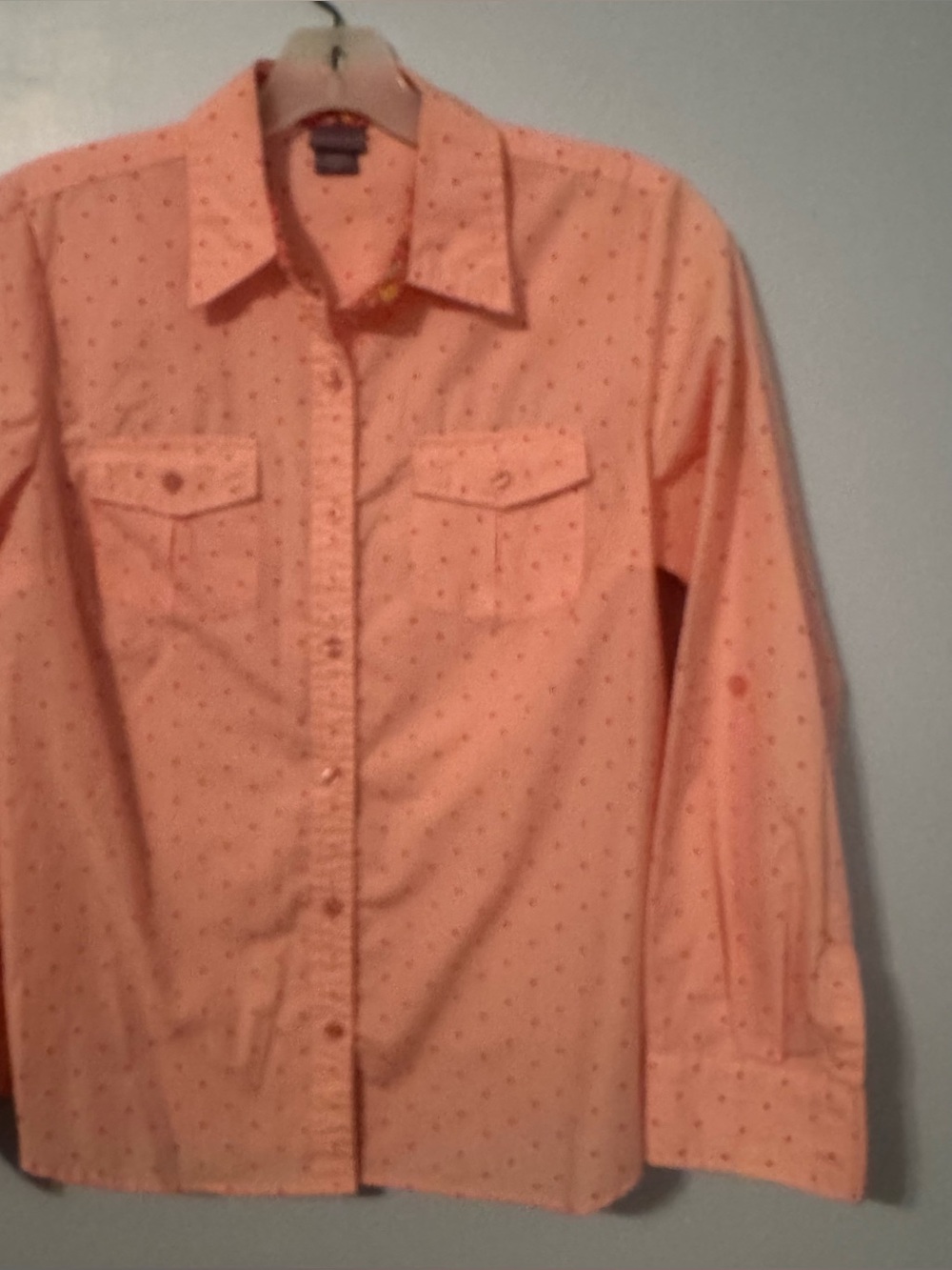 Laura Scott Long-Sleeve Peach Button-Up Shirt